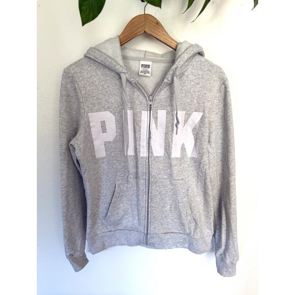 Victoria’s Secret PINK Y2K Light, Gray Zip Up Hoodie Women’s Size Medium - Picture 1 of 5